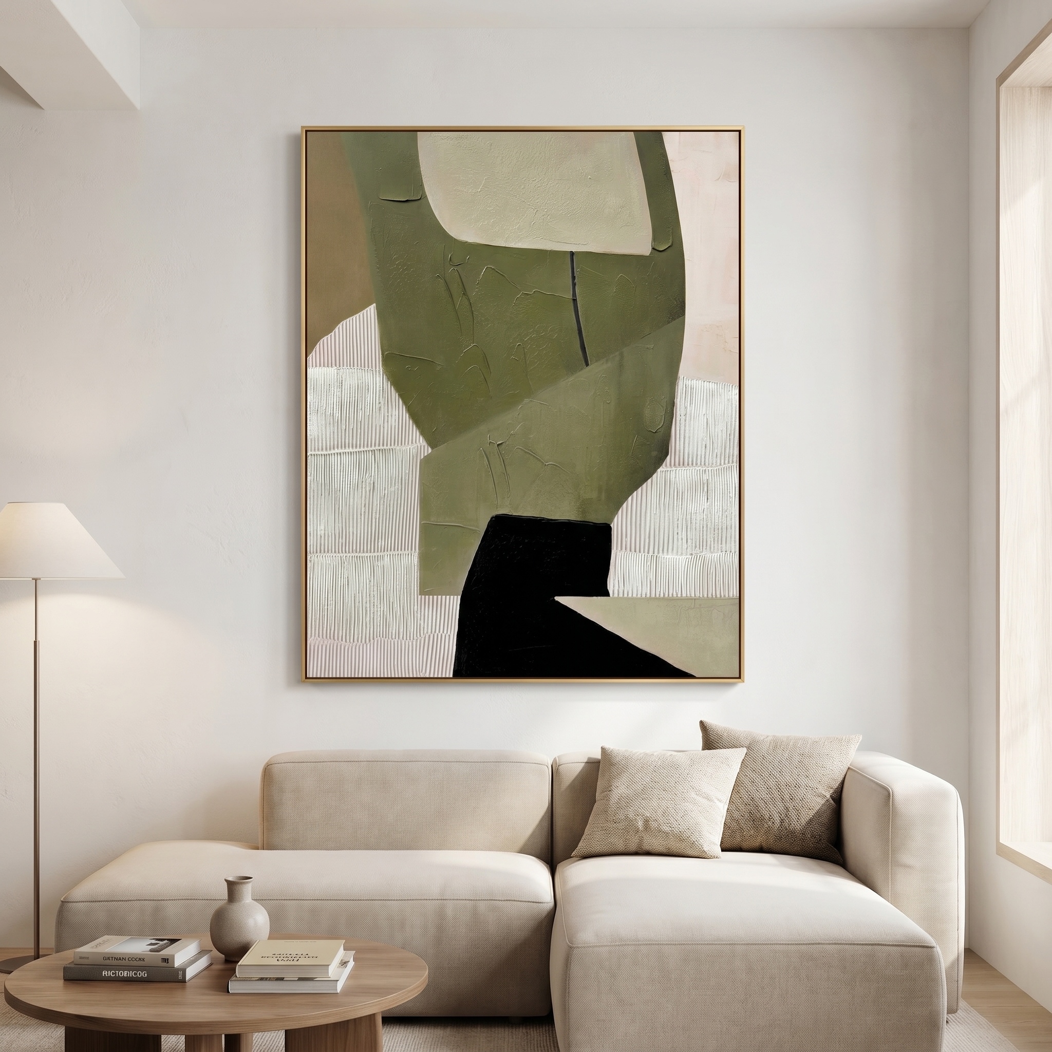 Olive Form Framed Canvas